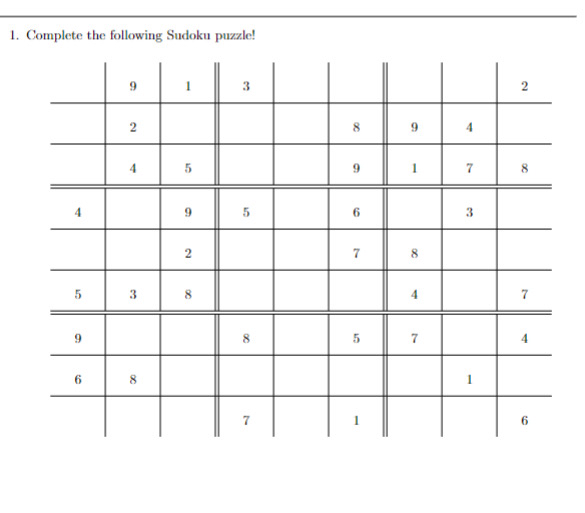 Complete the following Sudoku puzzle! \ table [ [