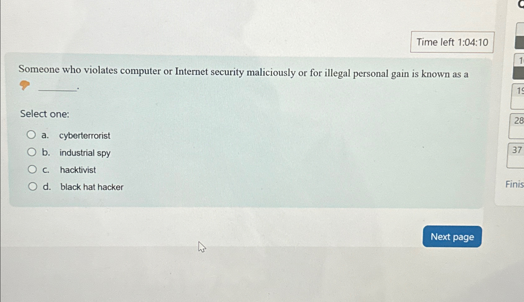 Time left 1 : 0 4 : 1 0 Someone who violates