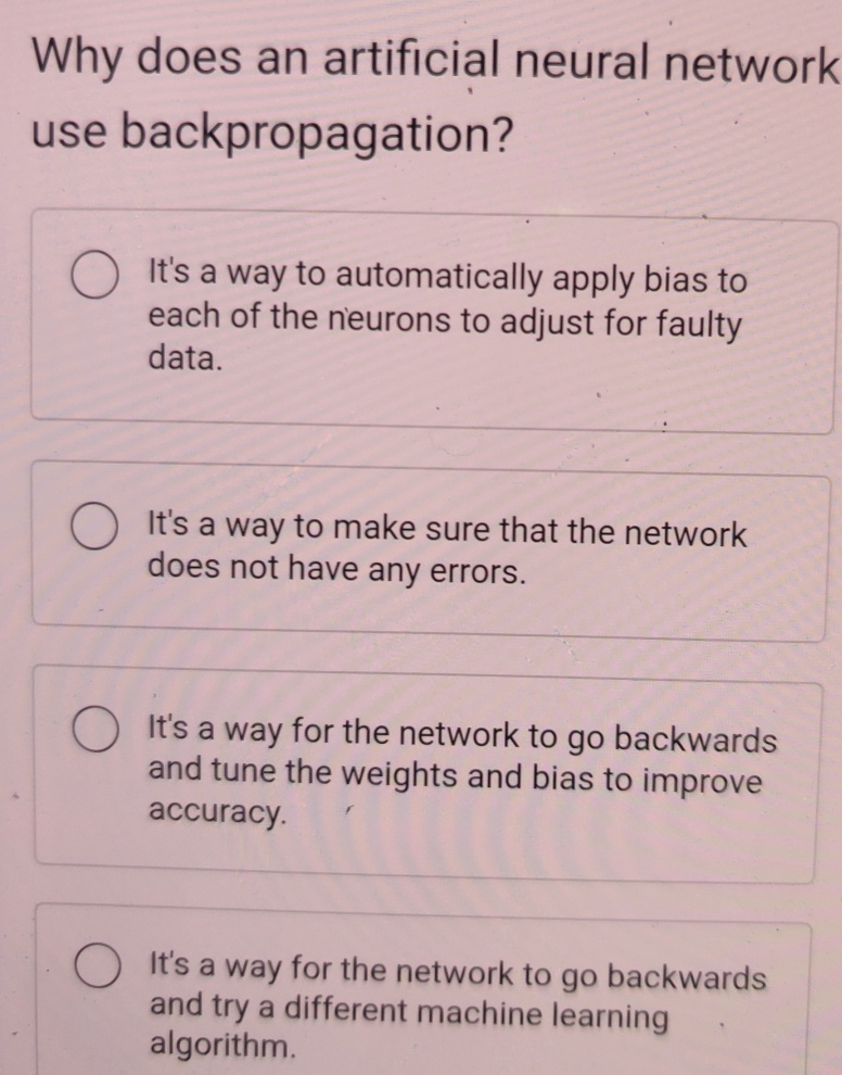 Why does an artificial neural network use