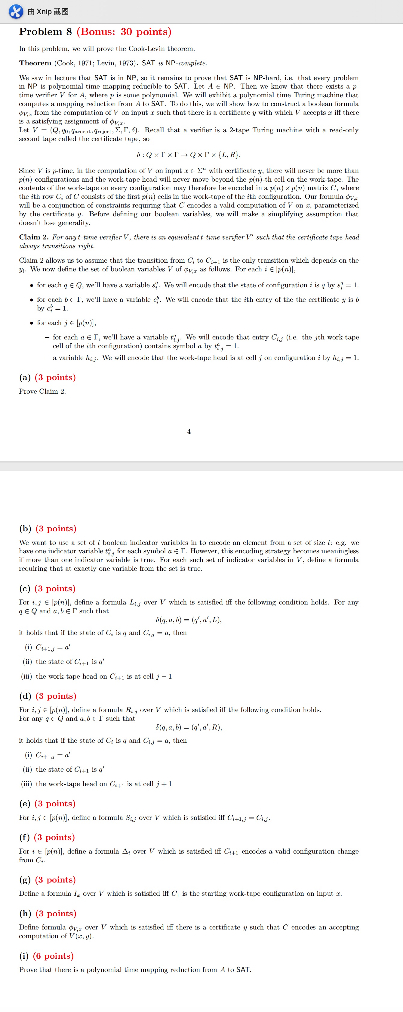 Problem 8 ( Bonus: 3 0 points ) In this problem,