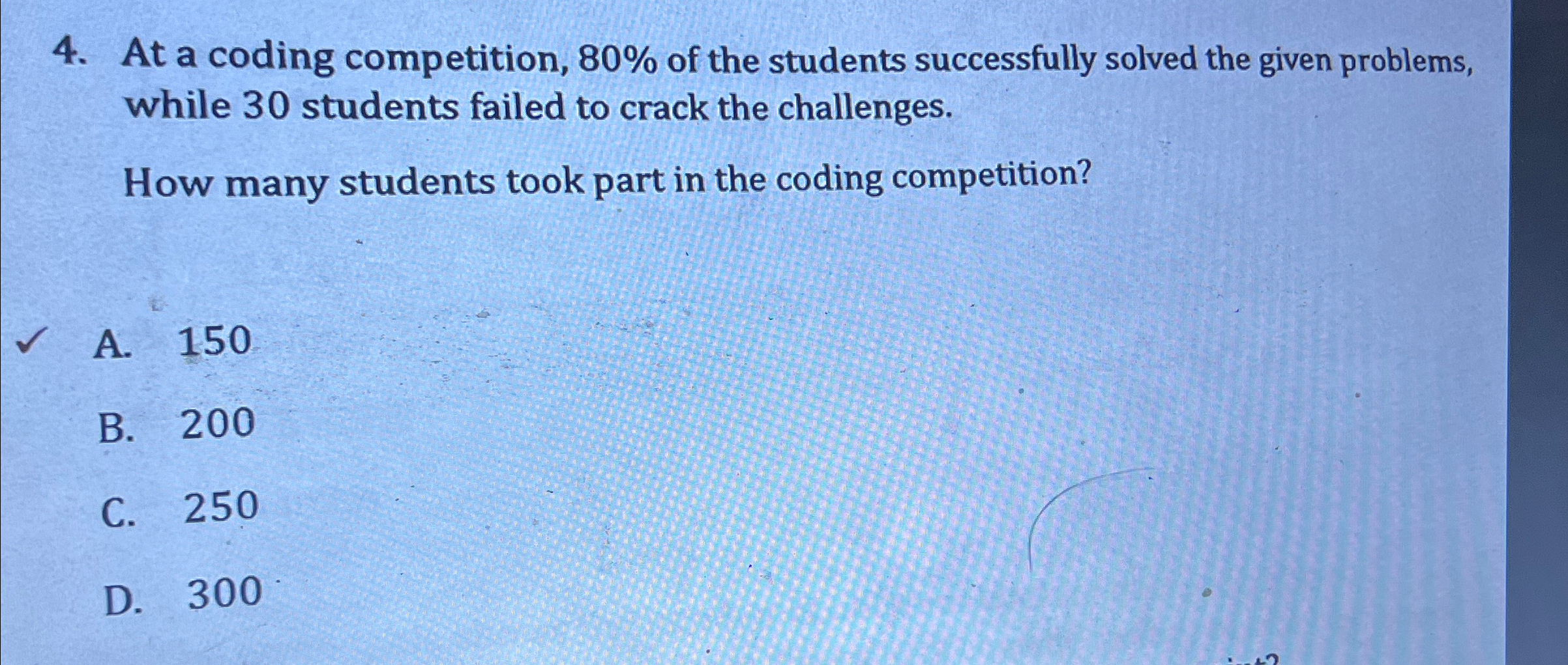 At a coding competition, 8 0 % of the students