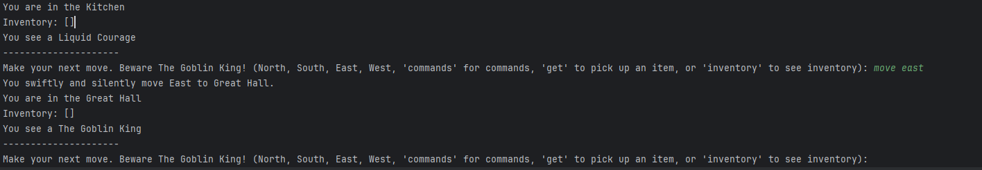 Working on my text based python game. When you