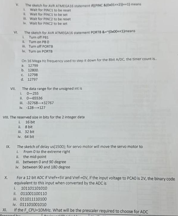 V . The sketch for AVR ATMEGA 1 6 statement If (