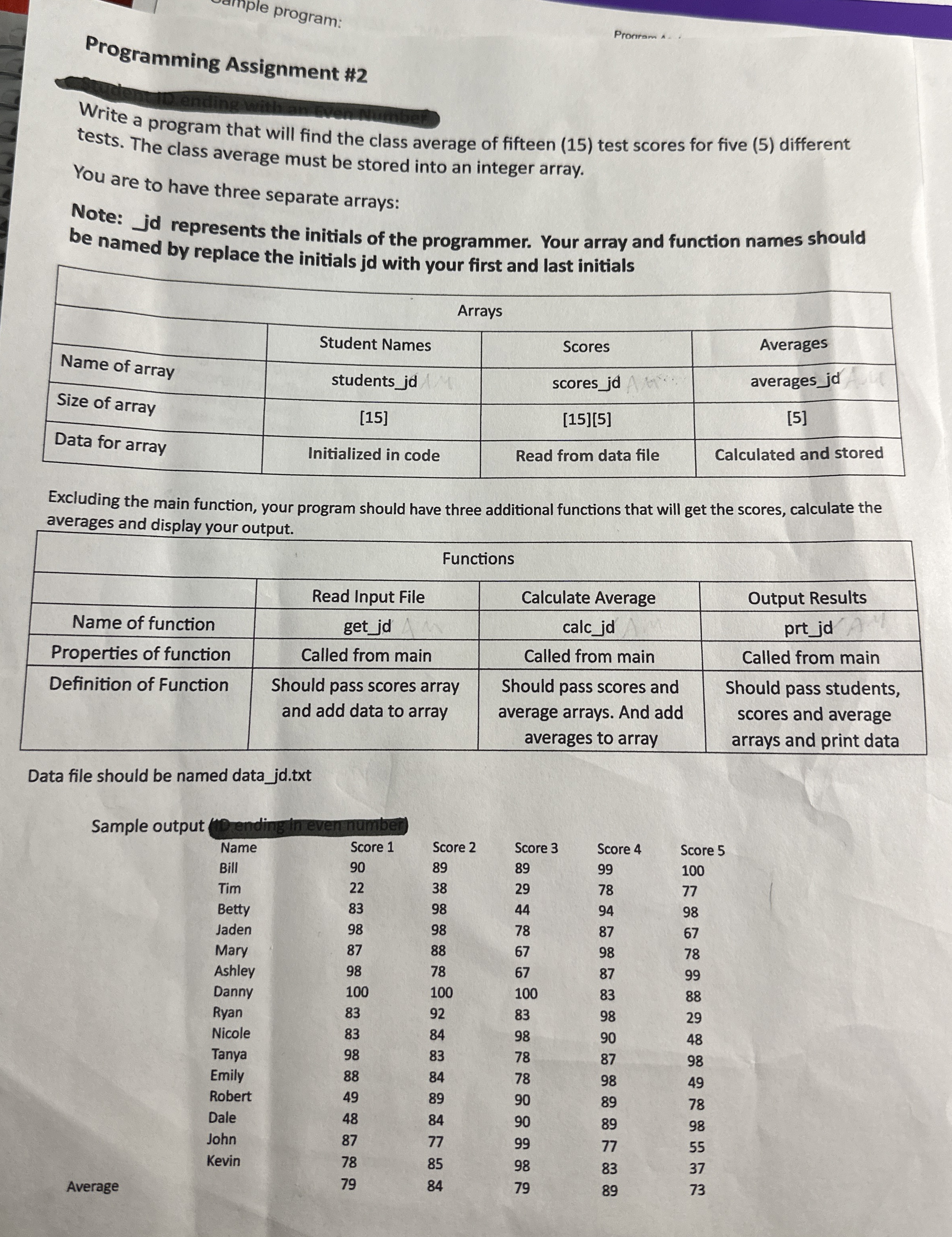 Programming Assignment # 2 Proriram Write a