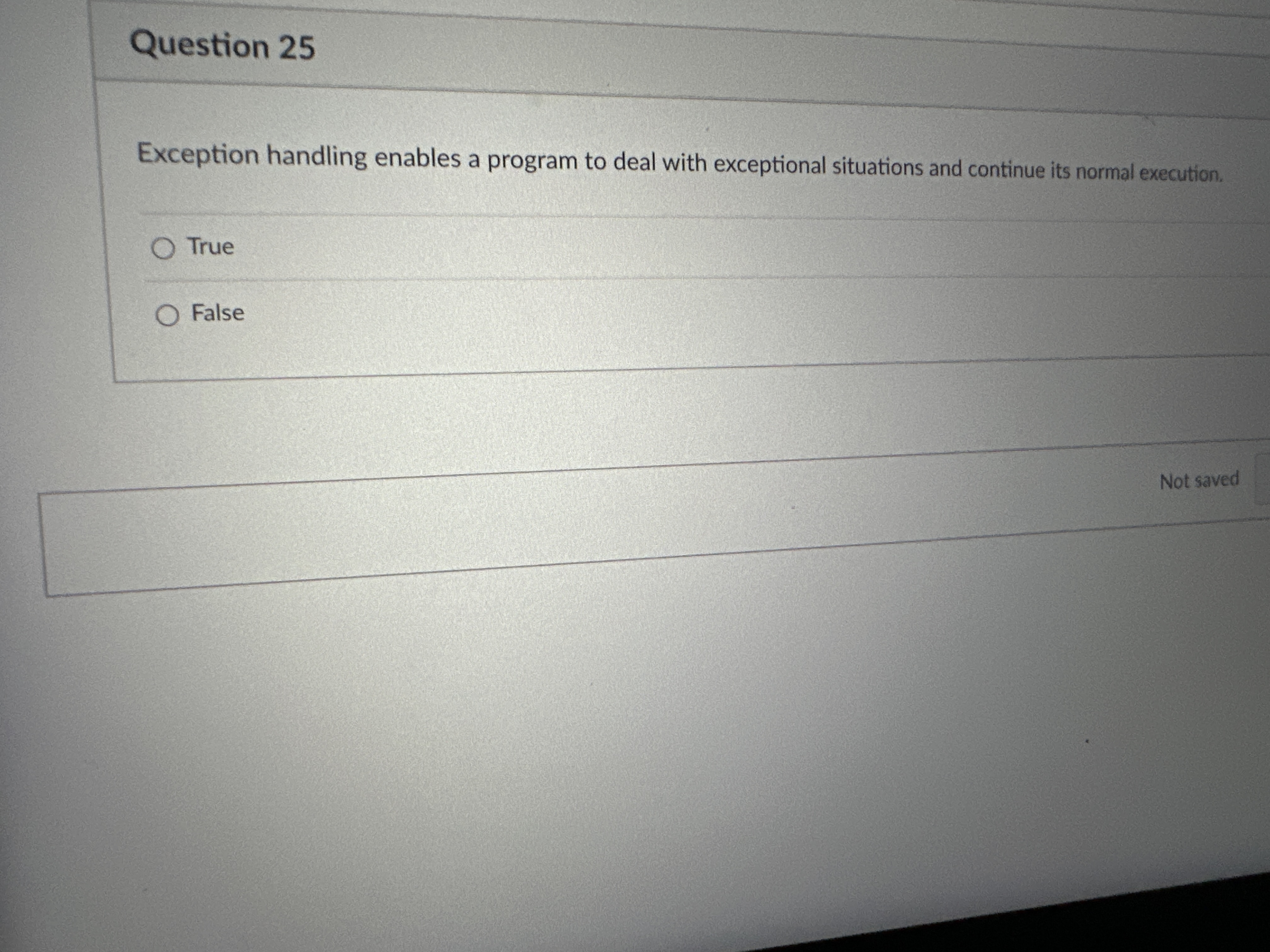 Question 2 5 Exception handling enables a program