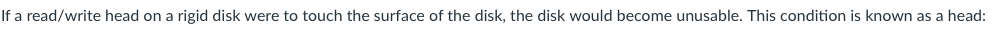 If a read / write head on a rigid disk were to