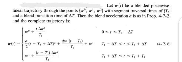 Let w ( t ) be a blended piecewise - linear