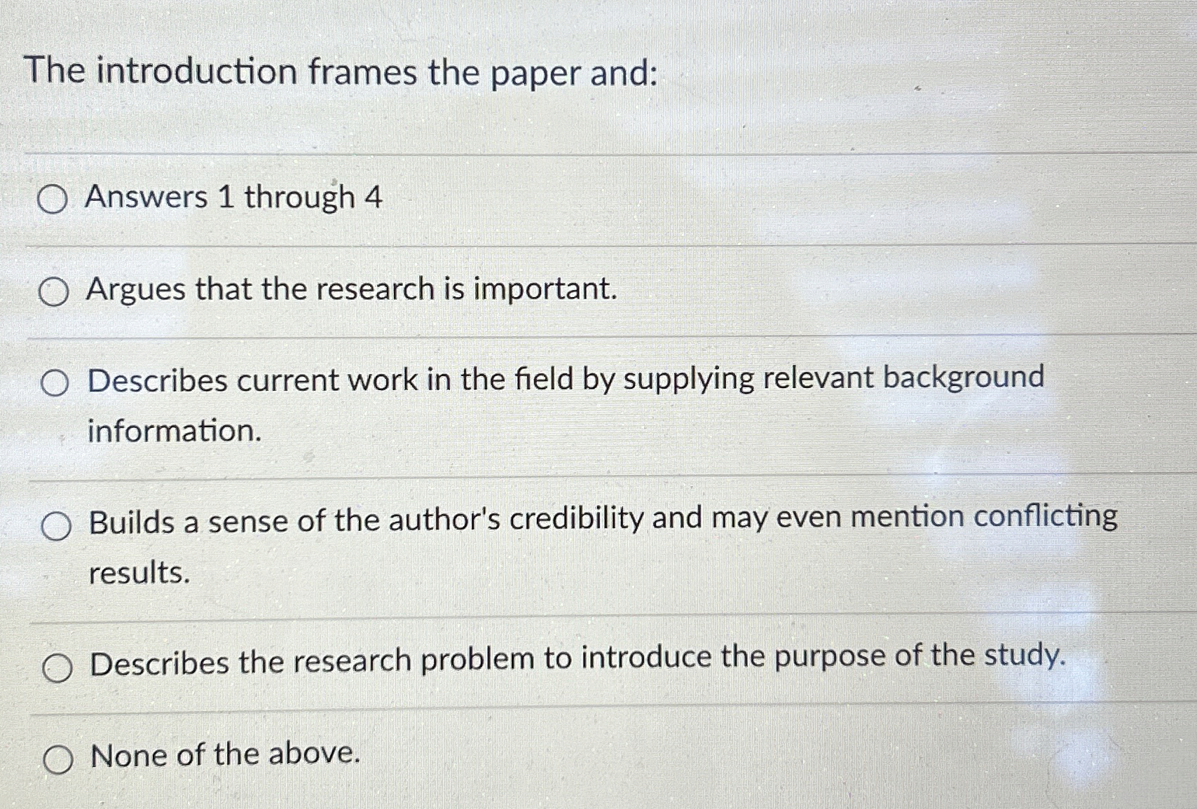 The introduction frames the paper and: Answers 1