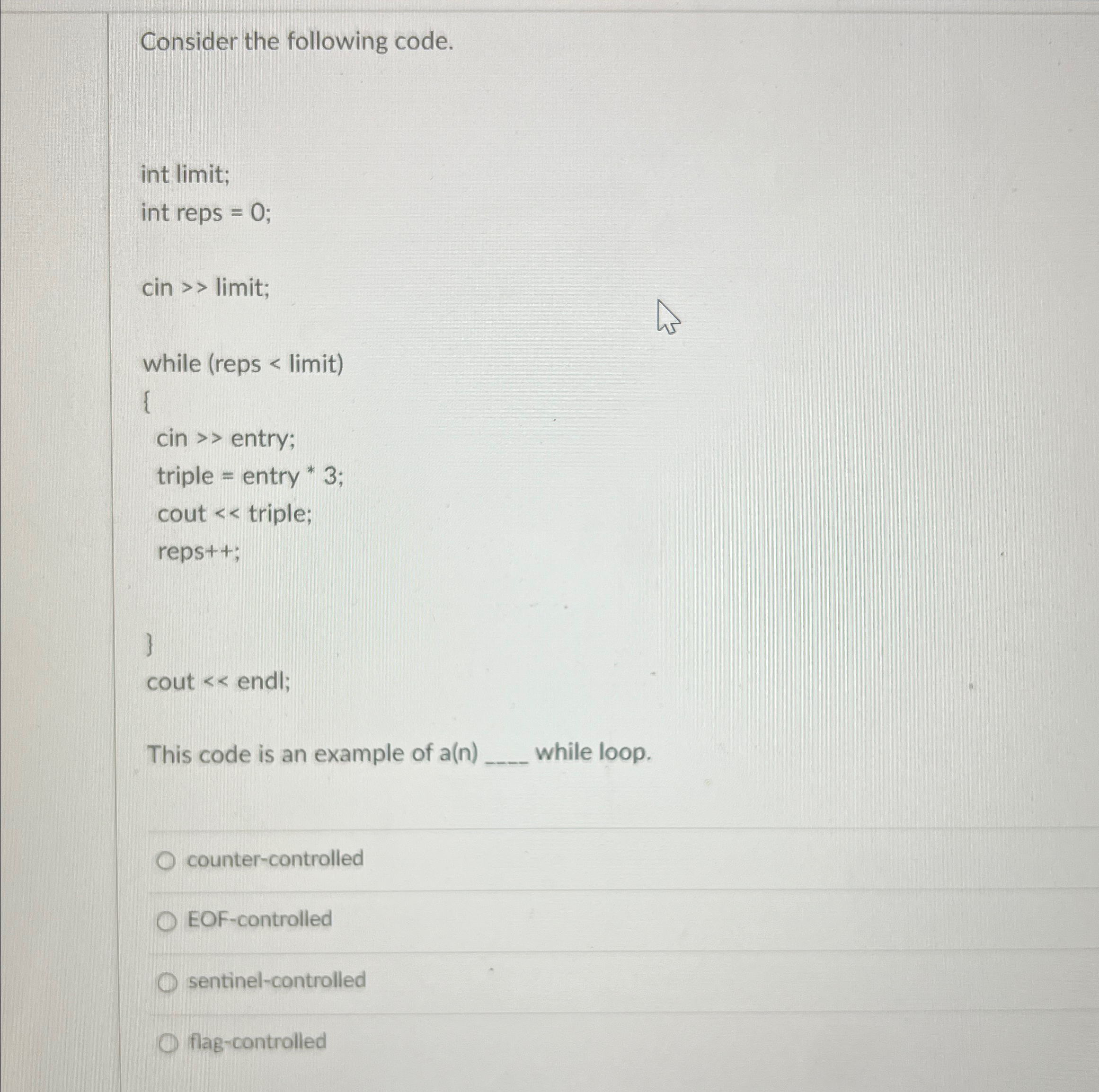 Consider the following code.This code is an