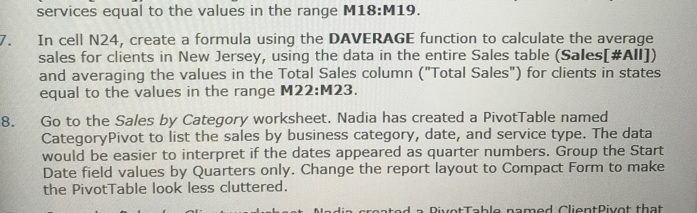 services equal to the values in the range M 1 8