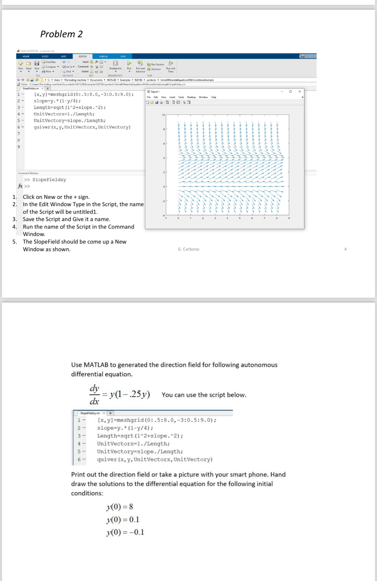 Mathlab : Problem 2 Slopefieldicym x + [ x , y ]