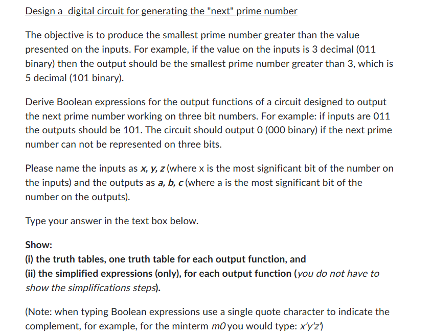 Design a digital circuit for generating the