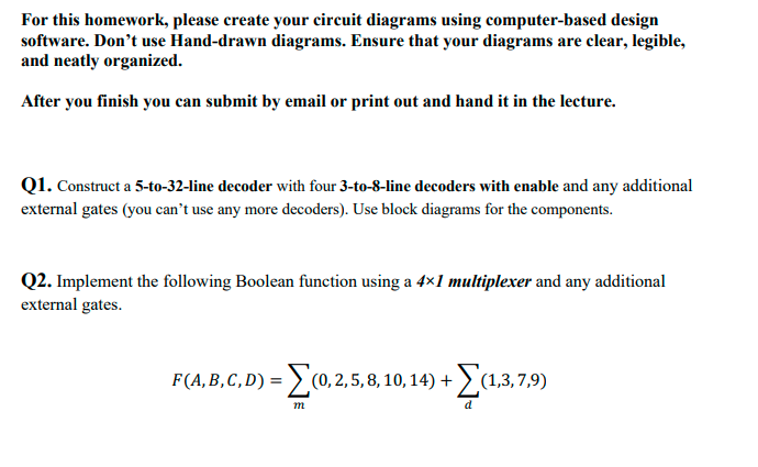 For this homework, please create your circuit