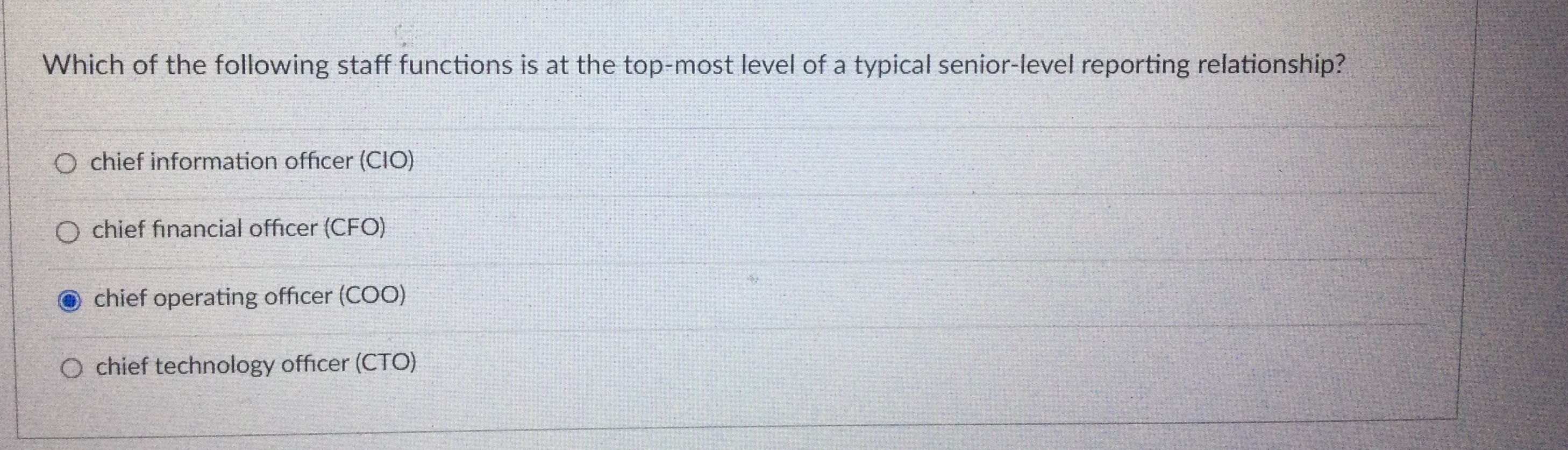 Which of the following staff functions is at the