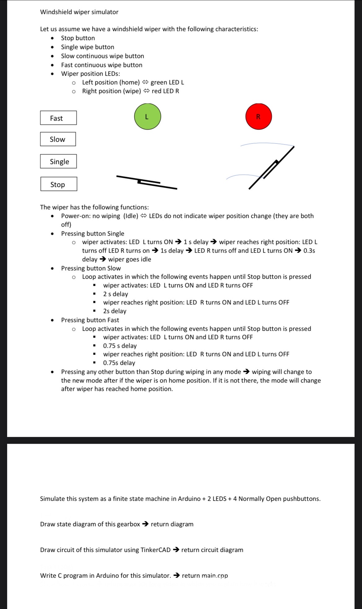 Windshield wiper simulator Let us assume we have