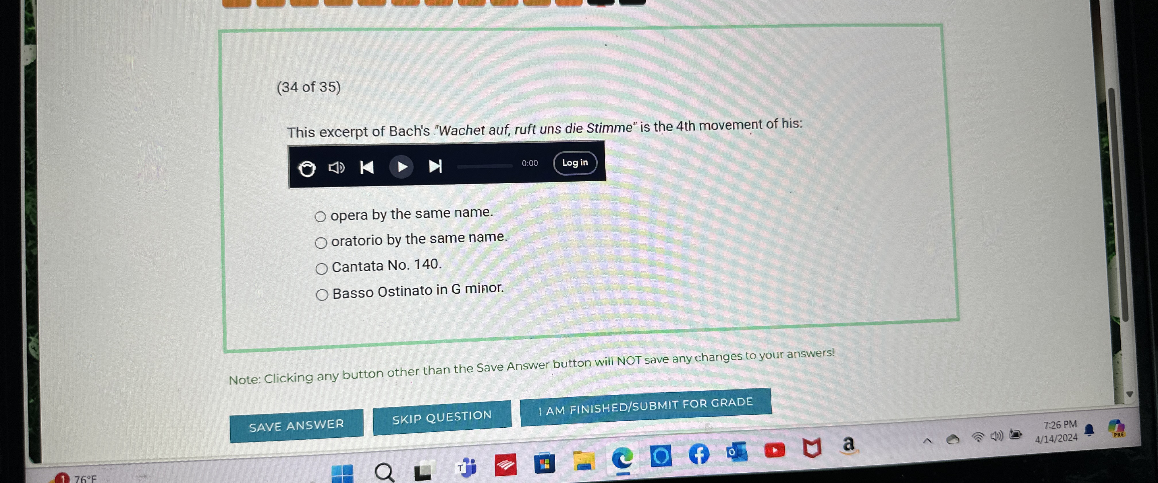 ( 3 4 of 3 5 ) This excerpt of Bach's 