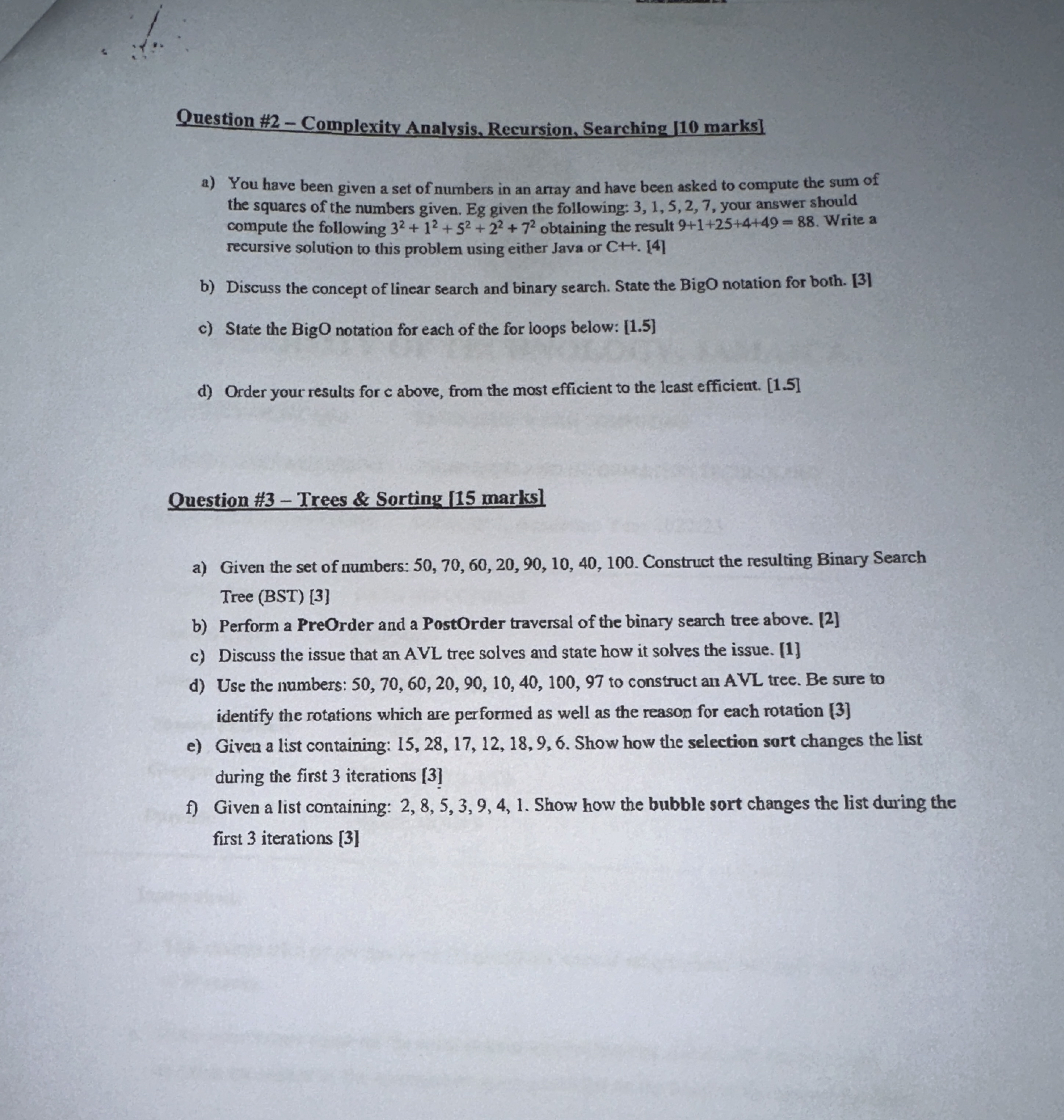 Question # 2 - Complexity Analysis, Recursion,