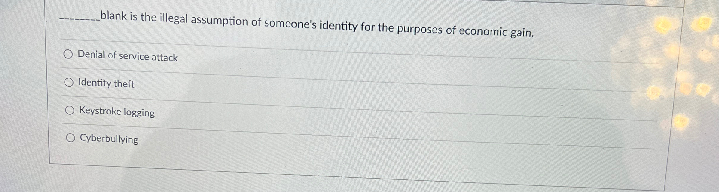 q , blank is the illegal assumption of someone's