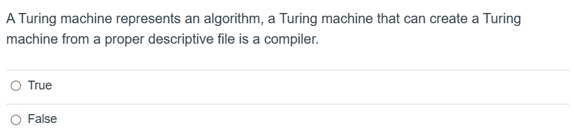 A Turing machine represents an algorithm, a