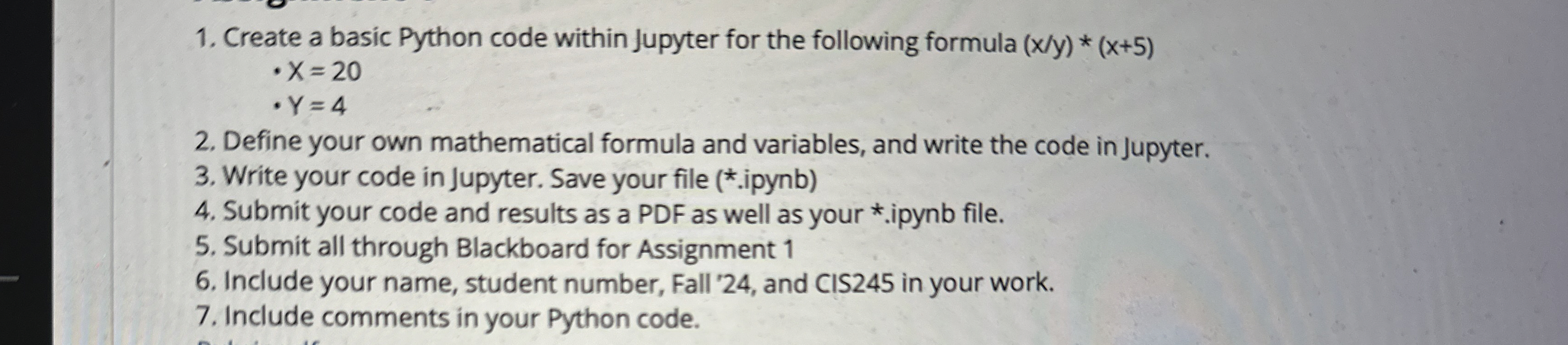 Create a basic Python code within Jupyter for the