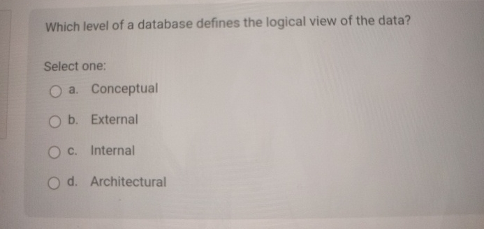 Which level of a database defines the logical