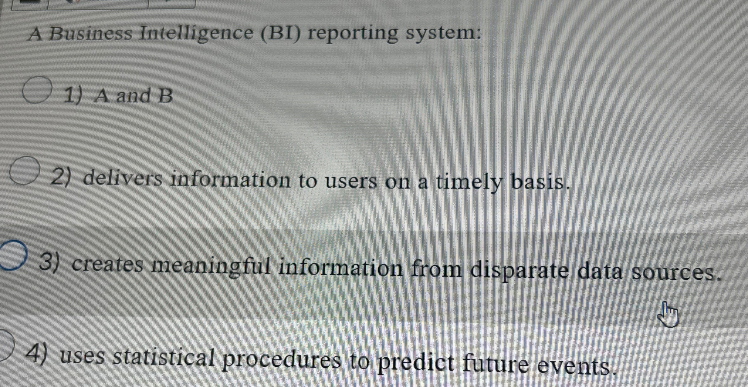 A Business Intelligence ( BI ) reporting system: