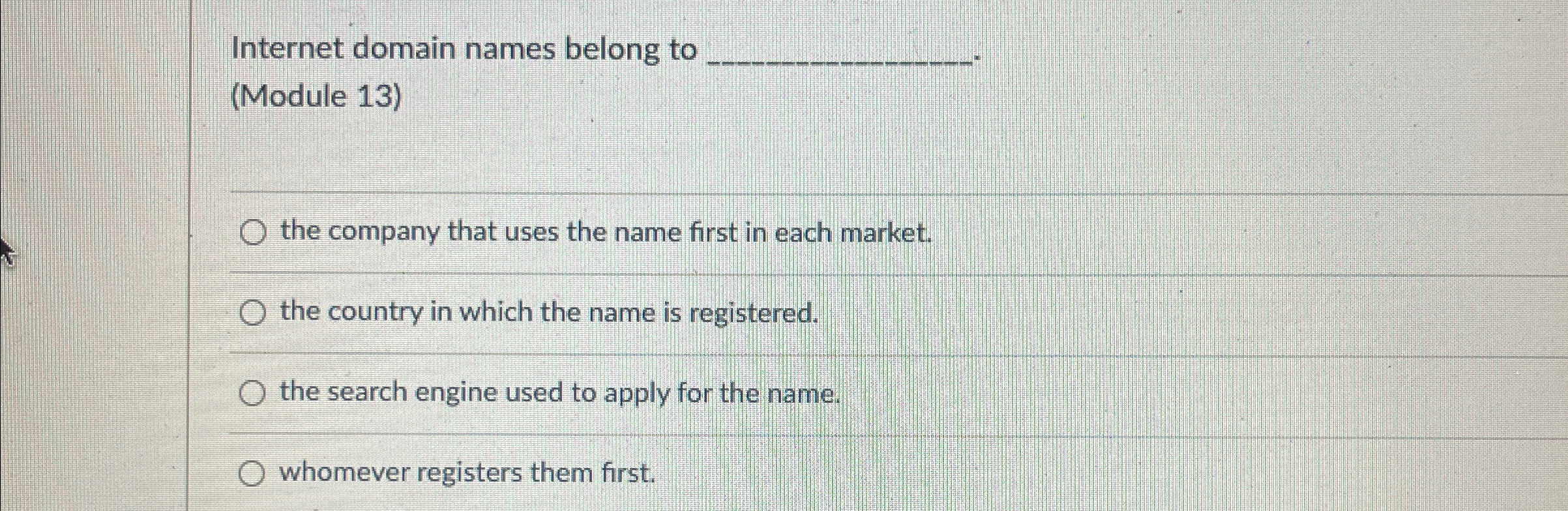 Internet domain names belong to q , ( Module 1 3