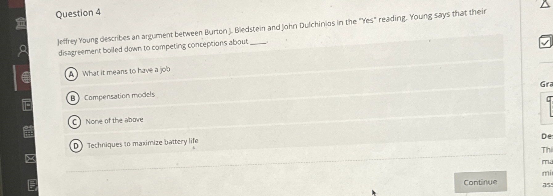 Question 4 Jeffrey Young describes an argument