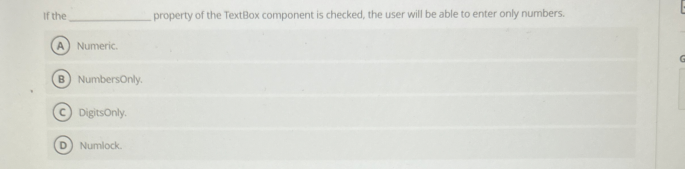 If the property of the TextBox component is