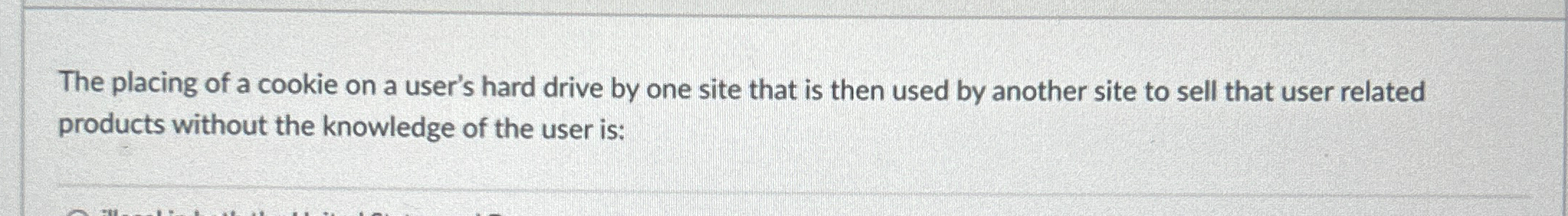 The placing of a cookie on a user's hard drive by