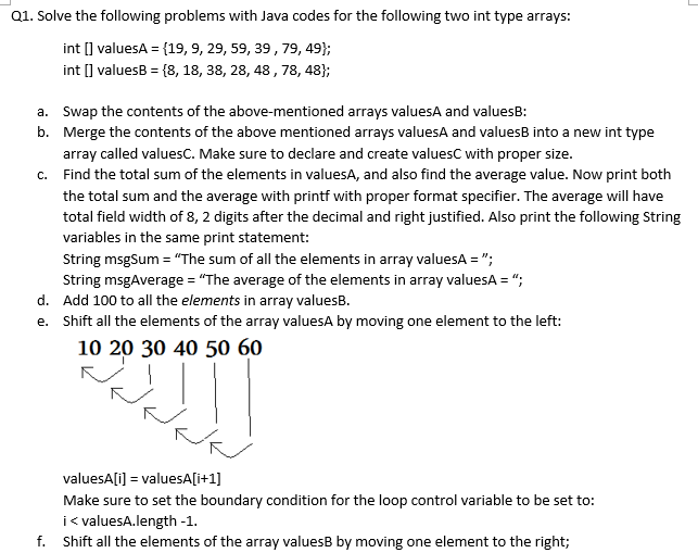 Q 1 . Solve the following problems with Java