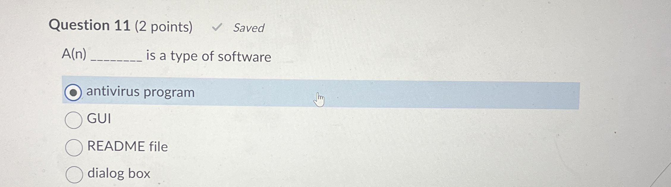 Question 1 1 ( 2 points ) Saved A ( n ) is a type