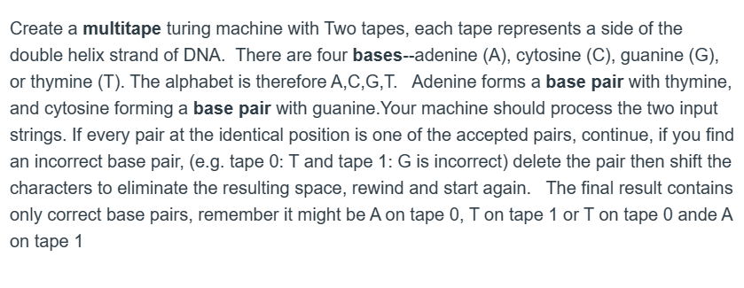 Create a multitape turing machine with Two tapes,