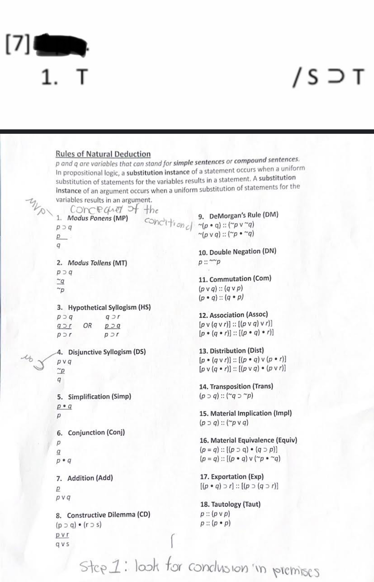 Please use all 1 8 rules to derive the conclusion
