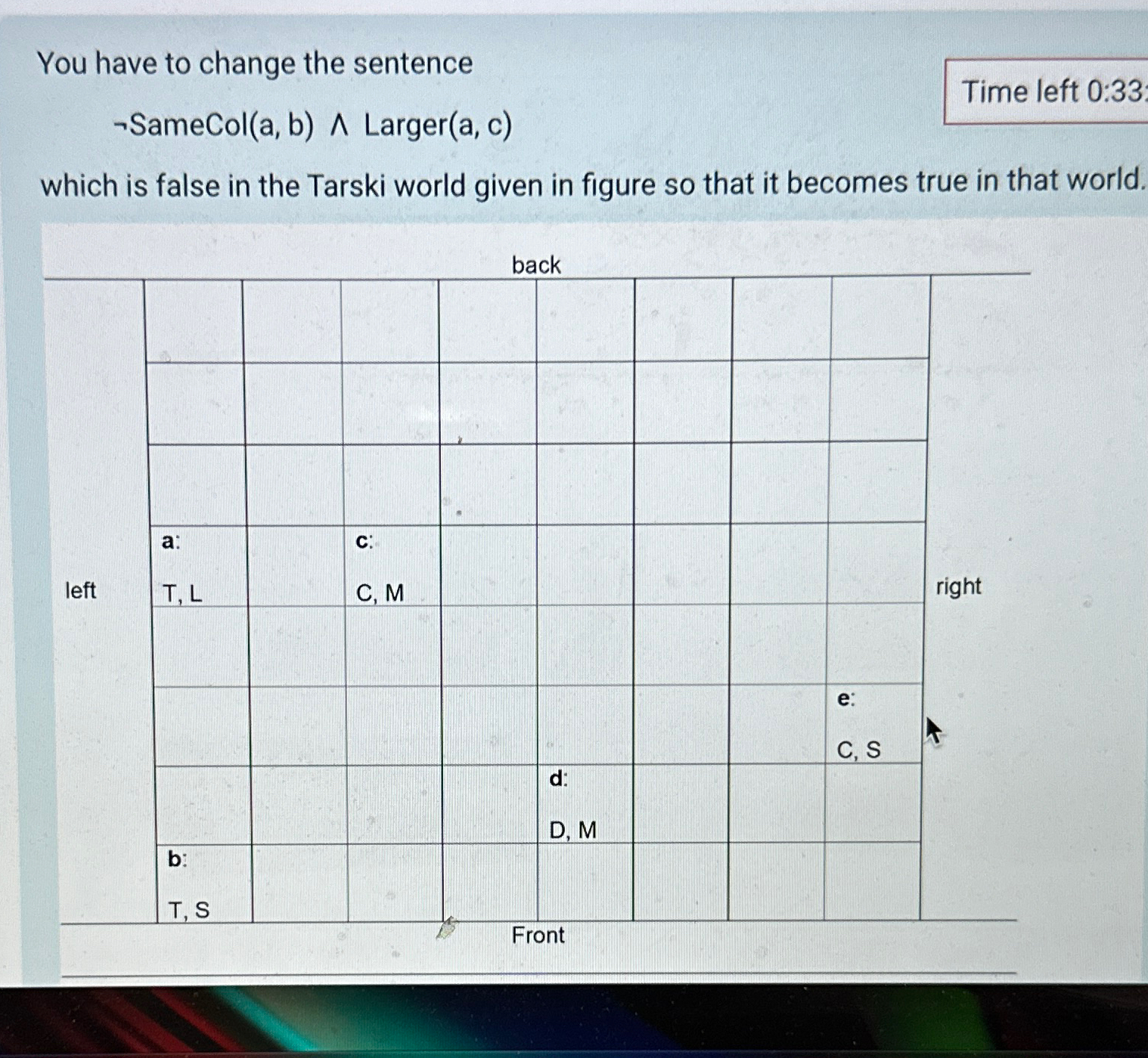 You have to change the sentence not SameCol ( a ,