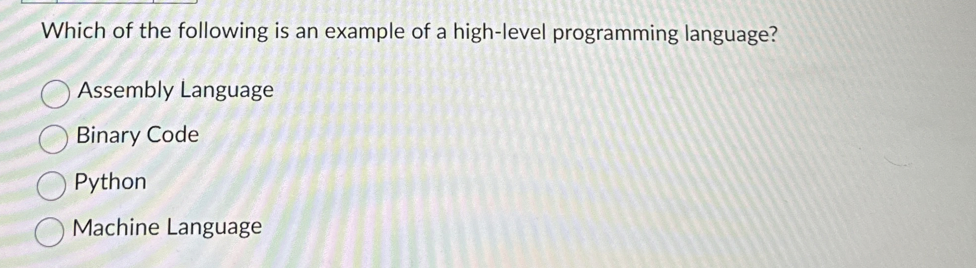 Which of the following is an example of a high -