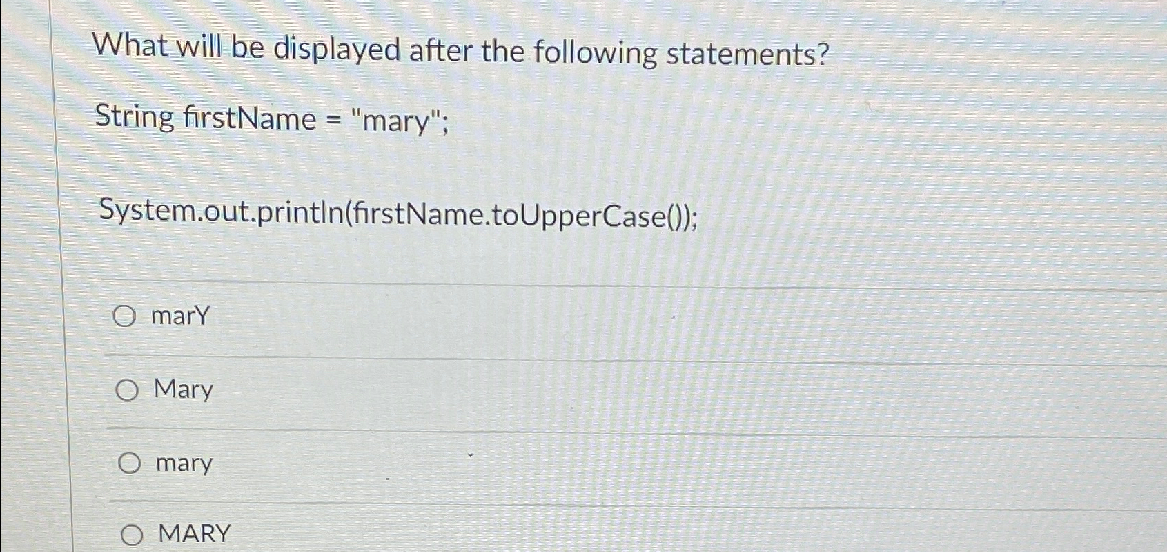 What will be displayed after the following