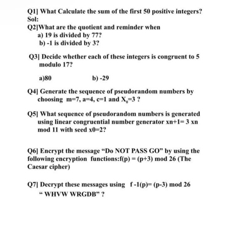 Q 1 ] What Calculate the sum of the first 5 0