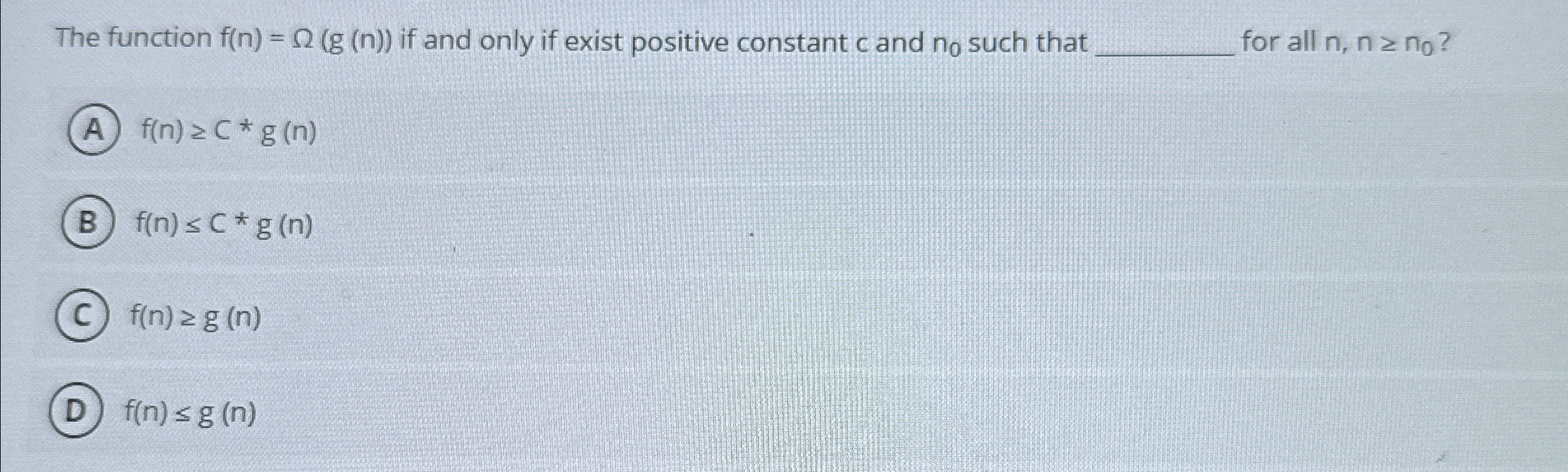 The function f ( n ) = ( g ( n ) ) if and only if