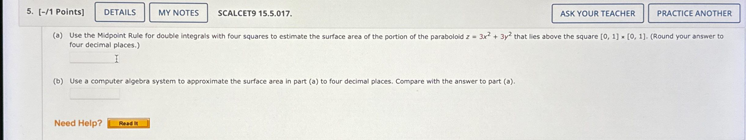 [ - / 1 Points ] SCALCET 9 1 5 . 5 . 0 1 7 . ( a