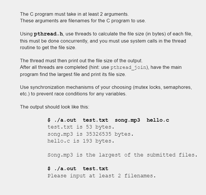 Hello this is a C assignment on threads I need