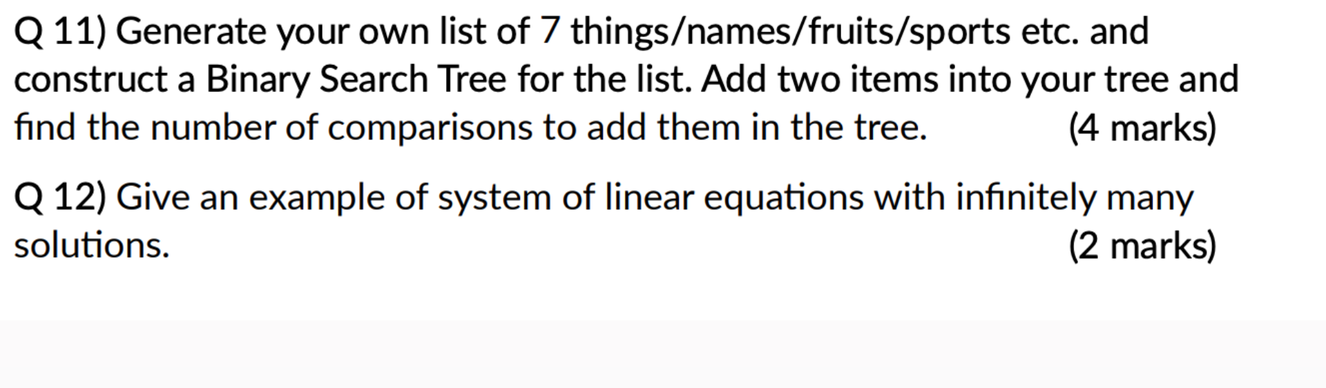 Q 1 1 ) Generate your own list of 7 things /