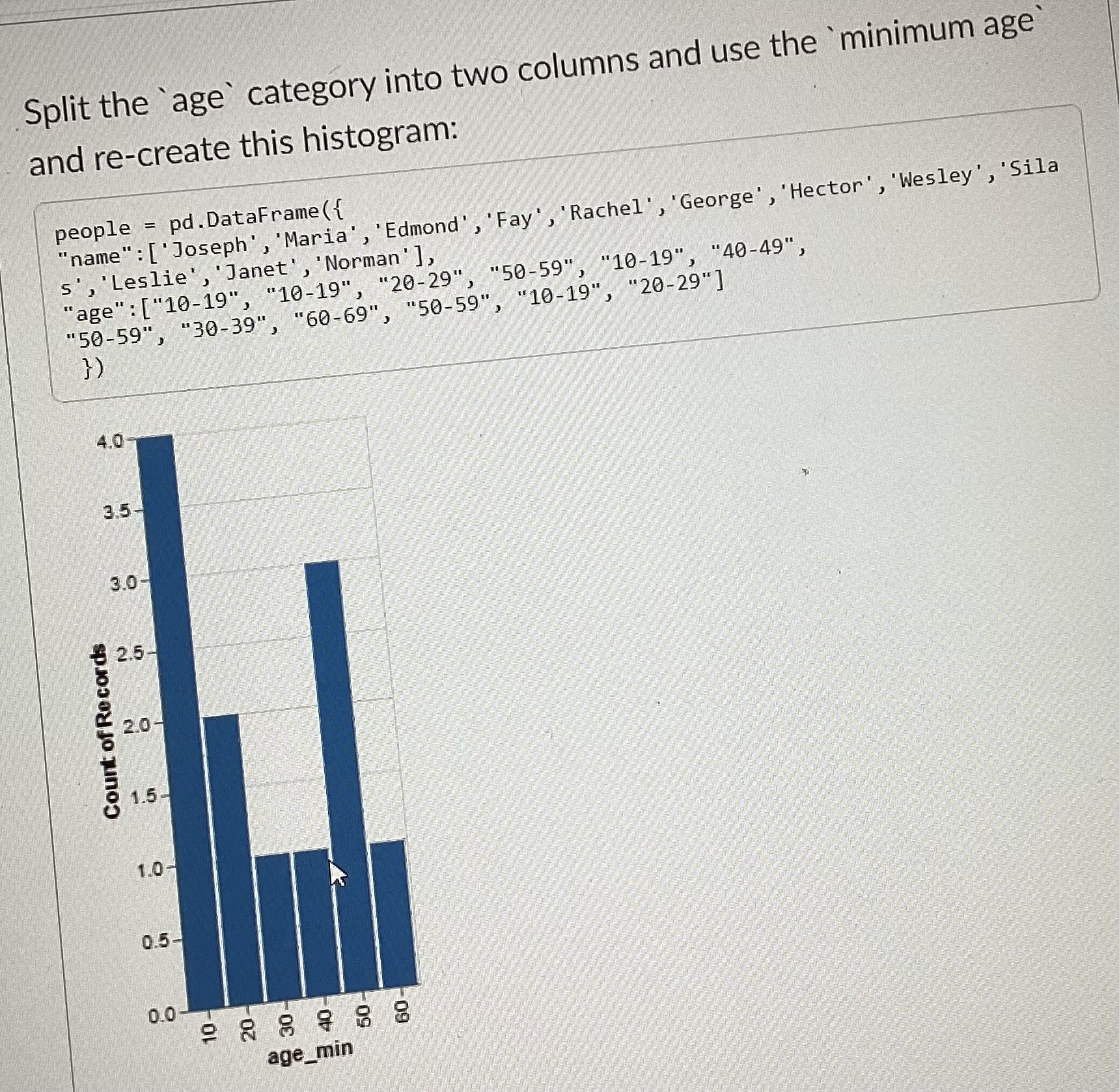 Split the category into two columns and use the