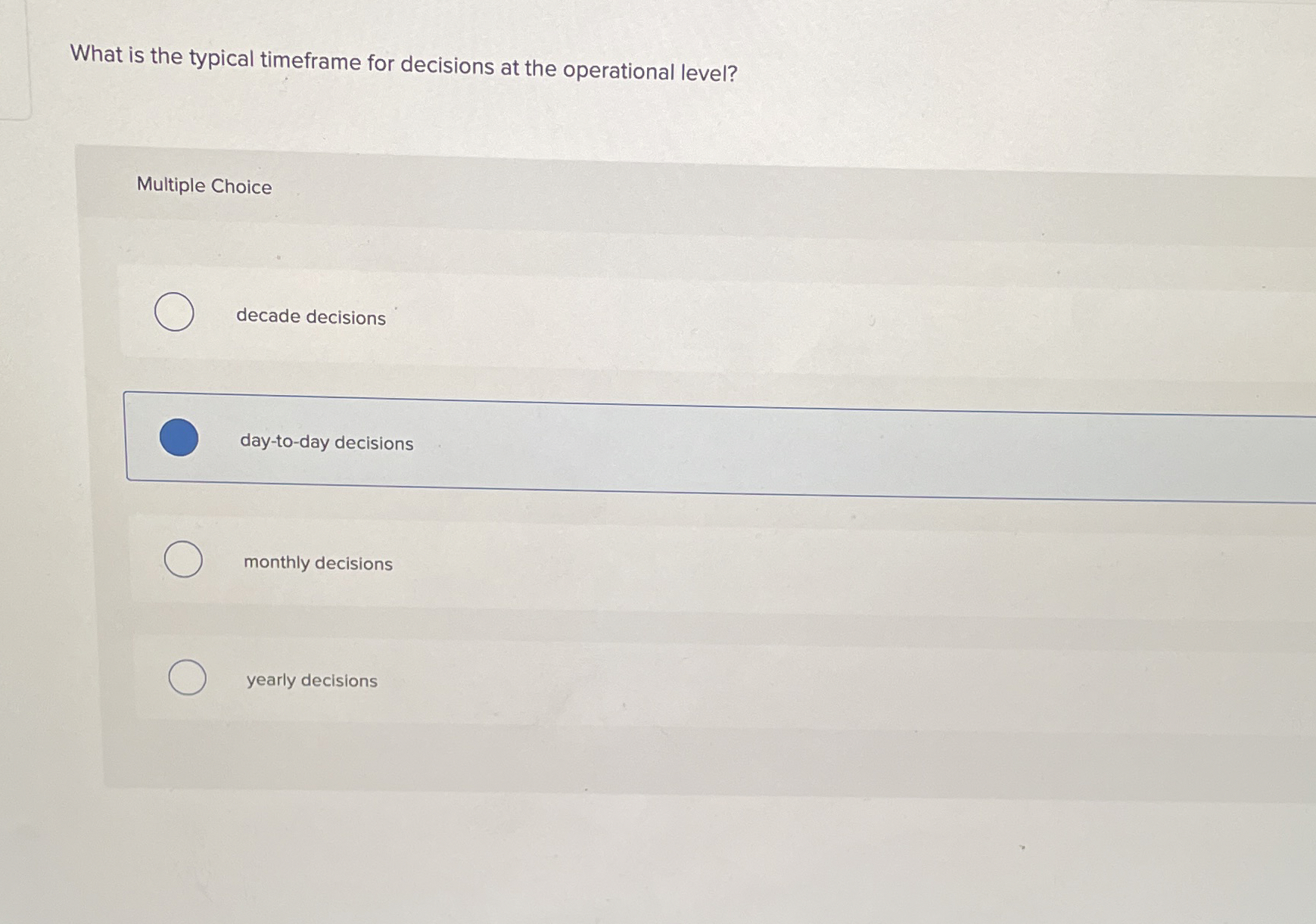 What is the typical timeframe for decisions at