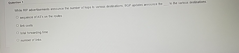 Question 1 While RIP advertisements announce the