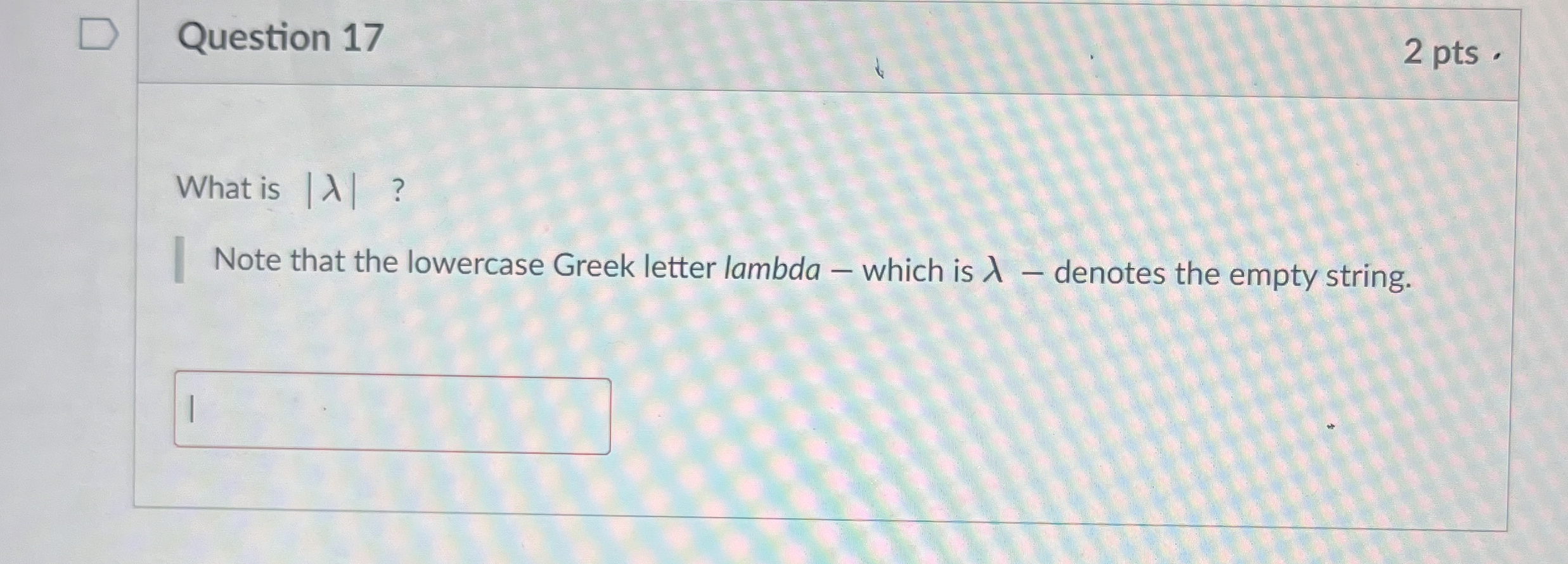 Question 1 7 2 pts . What is | | ? Note that the