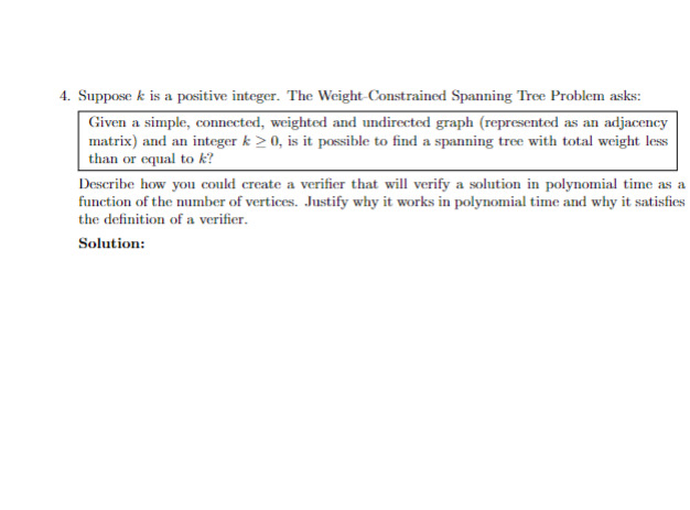 Suppose k is a positive integer. The Weight -