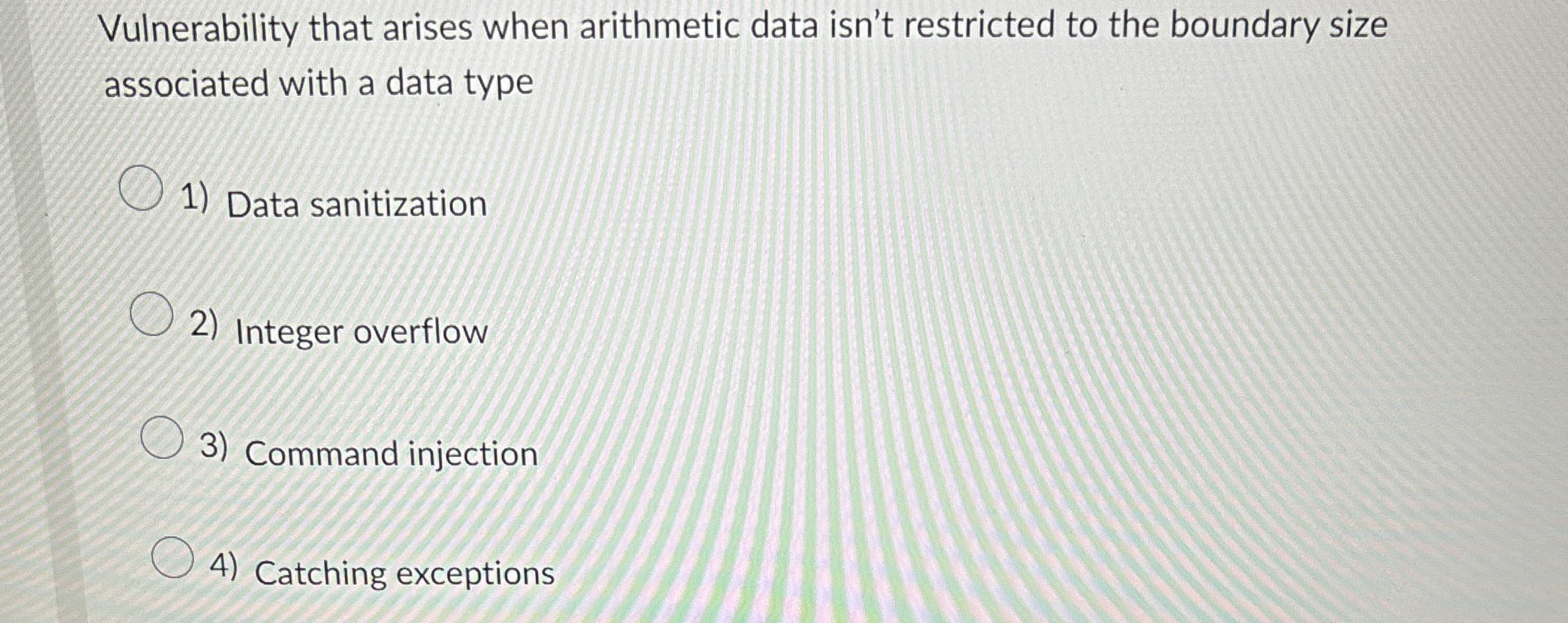 Vulnerability that arises when arithmetic data