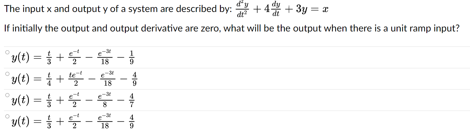 The input x and output y of a system are