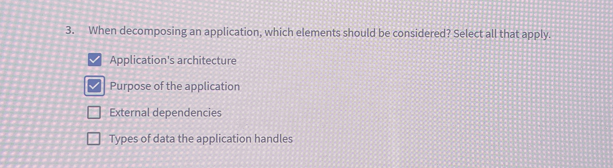 When decomposing an application, which elements